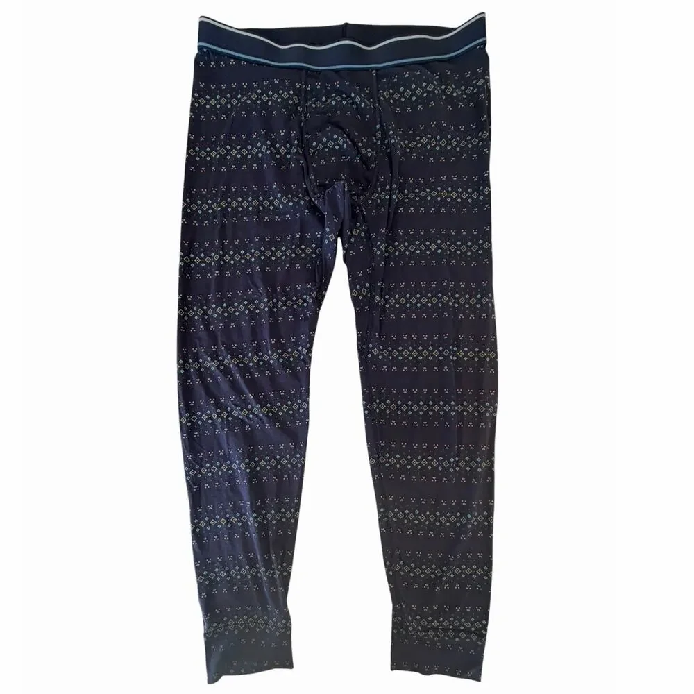Bombas Men’s L Thermal Base Layer Leggings Geometric Print EUC Outdoor Gorpcore